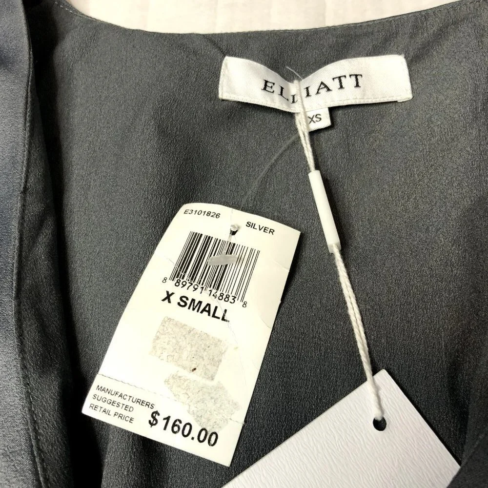 Elliatt NWT‎ Grey Silver Haven Mini Dress Size XS Tie Bow Waist